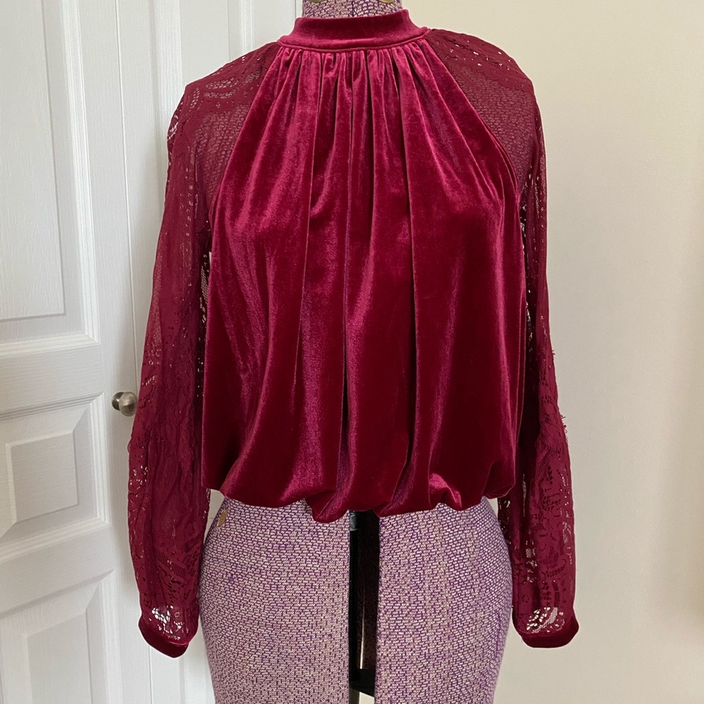 Free People Velvet & Lace Top